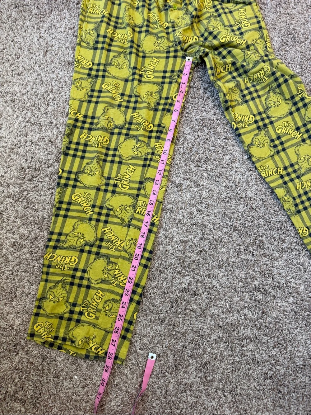 Men's The Grinch Plaid Lounge Joggers - Yellow